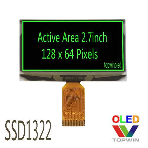 2.7英寸oled屏128x64绿色显示屏绿光带灰度2864ASYIG01厂家sd1322