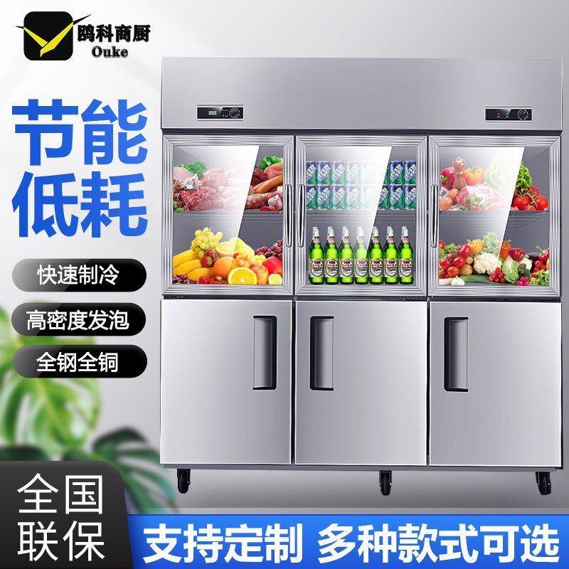 四门冰柜冷藏冷冻双温冷柜保鲜立式六门大容量厨房冰箱商用