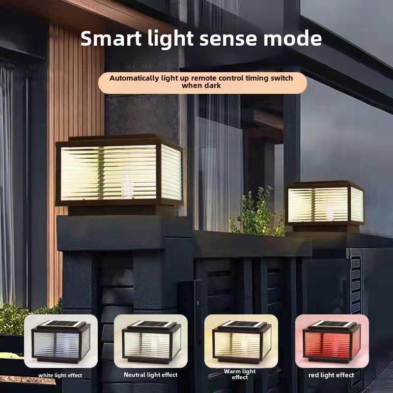 不锈钢太阳能柱头灯庭院灯大门柱灯户外围墙灯别墅墙头防水柱子灯