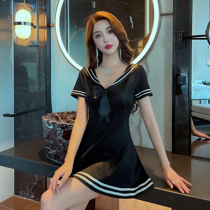 2026新款学院风连衣裙女美容师修身显瘦工作服足疗足浴按摩技师服