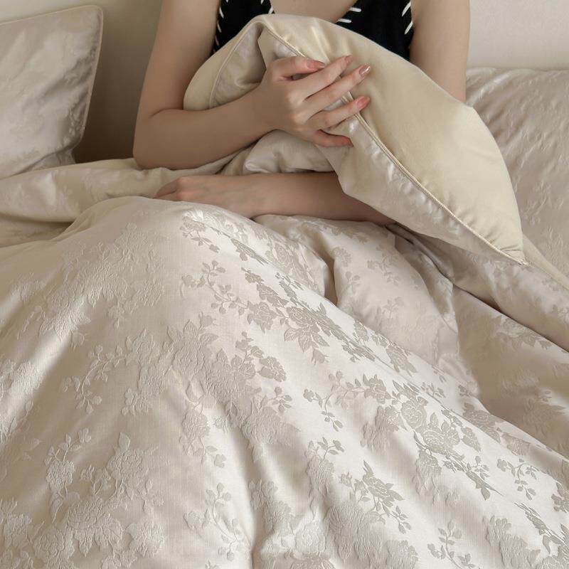 A类全棉兰精天丝混纺提花蚕丝大豆被 抗菌被子秋冬加厚保暖被芯