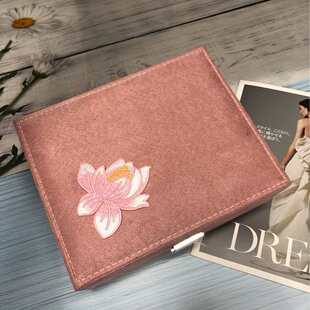 绒布盒刺绣木质首饰盒带锁饰品盒古典收纳盒中国风单层耳钉盒