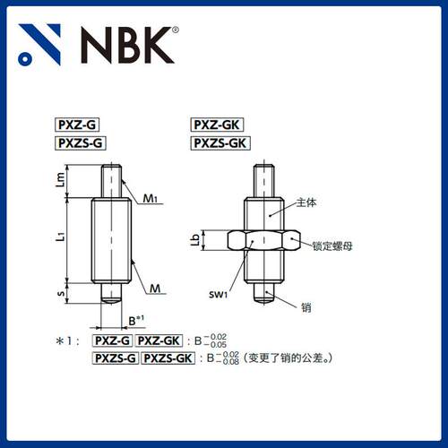 NBK PXZ-G 分度柱塞 无旋钮 全螺纹型 定位销 机械零配件厂家直供