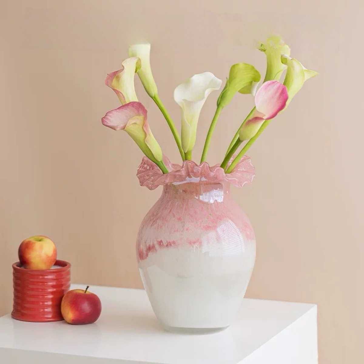 中古风拼色花瓣口玻璃花瓶客餐厅电视柜玄关插花水培软装饰品摆件,家居饰品,花瓶,淘宝优惠券,粉丝福利购,淘宝优惠卷