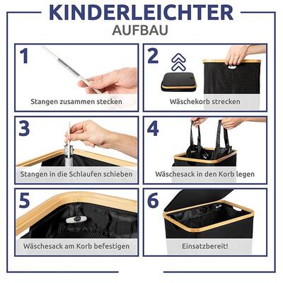 Laundry Basket With Lid, Black Laundry Basket With Removable