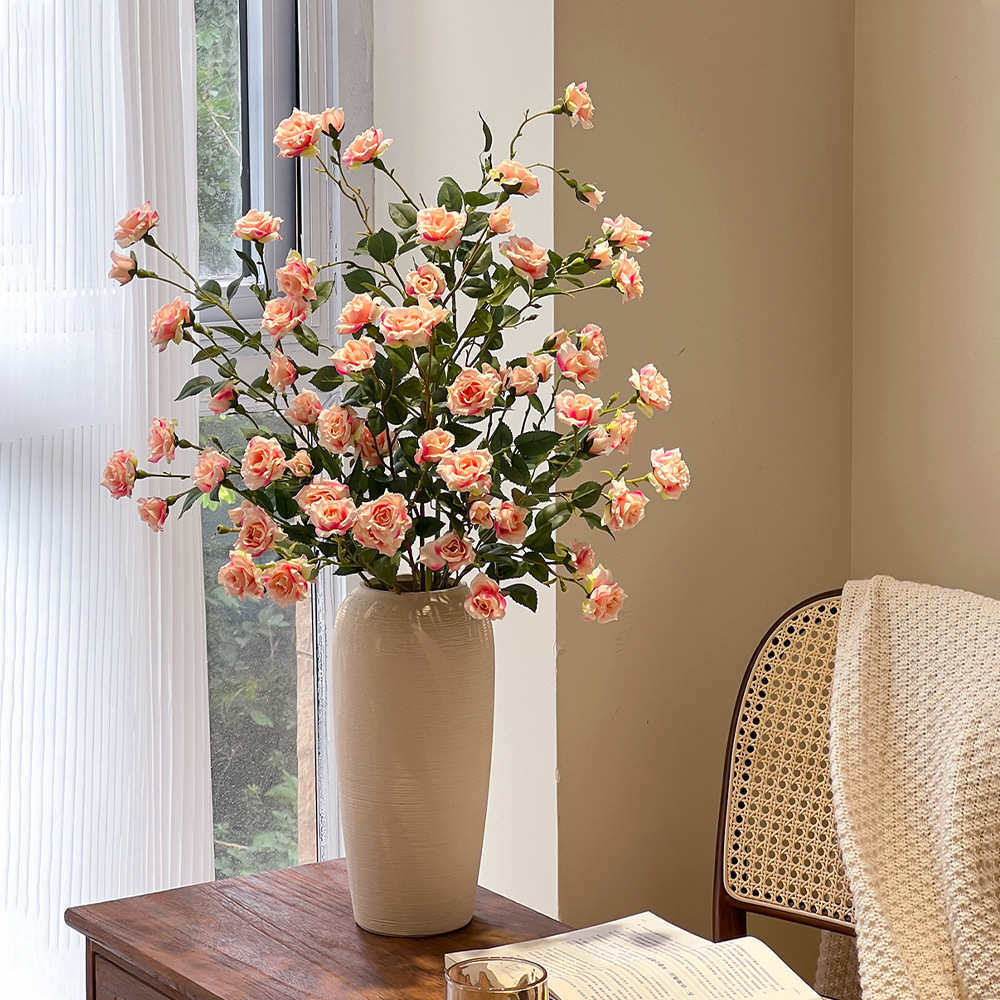 玫瑰花假花仿生餐桌高档仿真花高端花卉装饰客厅轻奢花艺摆设摆件