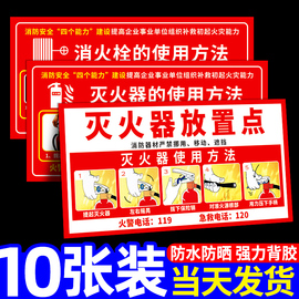 消防栓贴纸灭火器放置点年检标签消火栓使用方法标识牌消防器材门箱装饰遮挡维修说明月检封条标识标牌指示牌