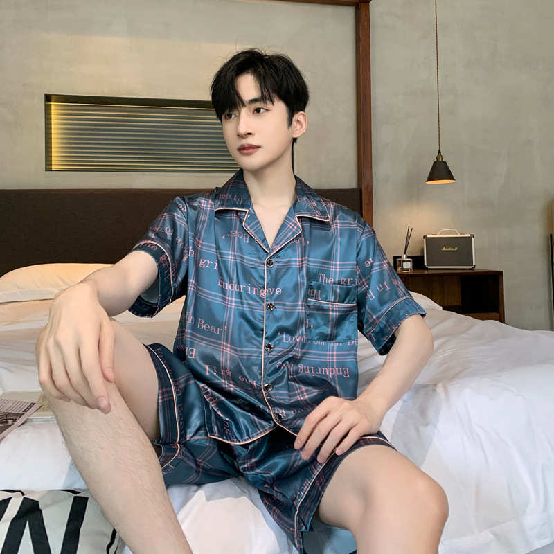 睡衣男夏冰丝短袖夏季男款家居服男士夏天薄款真丝男生夏款居家服