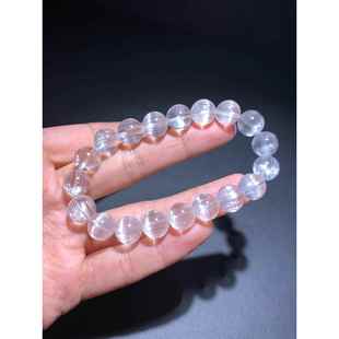 天然猫眼白托帕石手链单圈水晶圆珠手串男女款珠链珠串规格10.4mm