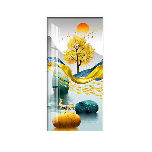 入户玄关装饰画走廊过道竖版现代简约轻奢挂画正对门客厅玄幻壁画