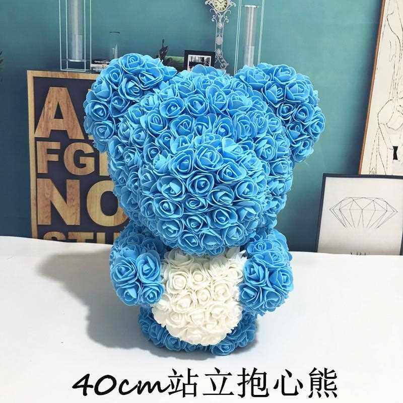 新款直销C源头香皂花创意永生花情人节爱心玫瑰熊 圣诞礼物玫瑰花