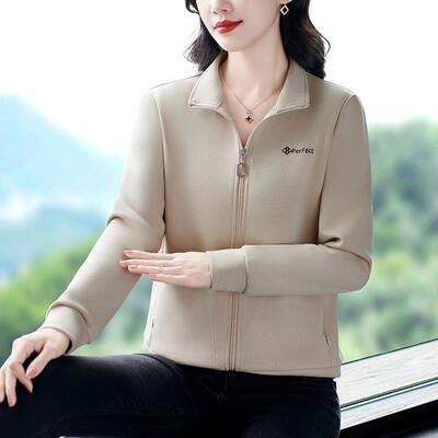 年妈妈春套装外新款气红色中开衫上衣岁中老年78-811洋人长袖卫衣