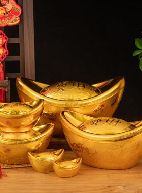 金元宝摆件招财风水家居道具新年装饰品糖果塑料盒空心仿真大元宝