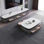 意式 极简椭圆岩板D065茶几茶几电视柜5组合客厅形用小家户型茶几