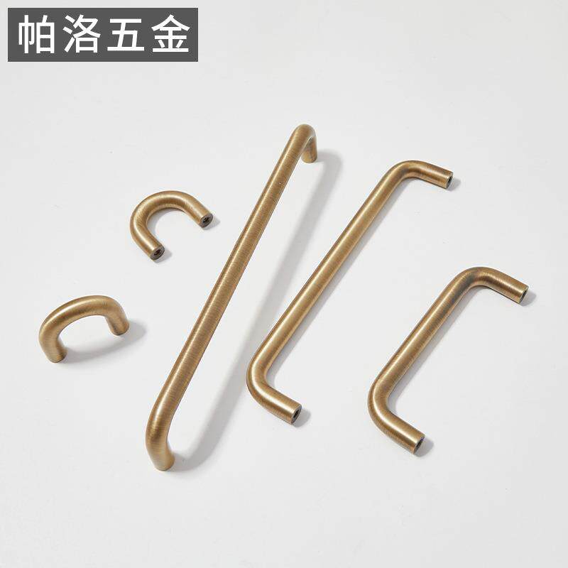 法式复古黄铜厨房长条拉手中古风衣柜门新中式古铜色橱柜鞋柜把手