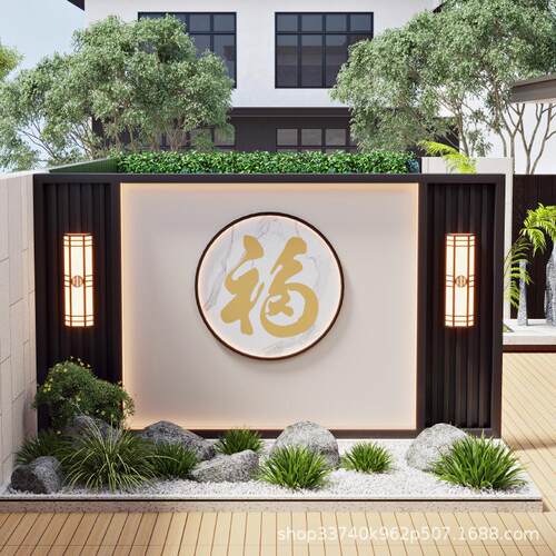 铝合金户外庭院影壁墙自建房院子屏风隔断不锈钢室外迎门墙照壁