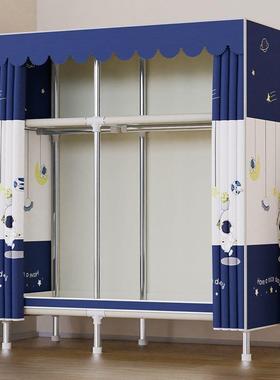 易衣柜出租房家用卧室组装钢管纳加固加加DZU厚简收柜大粗号布衣