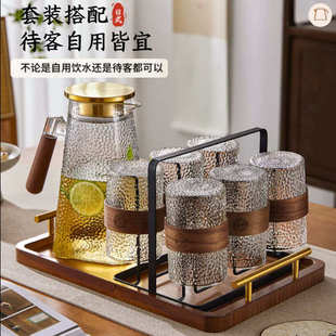 复古玻璃水杯套装 中式 待客家用客厅茶具茶杯杯具家庭轻奢喝水杯子
