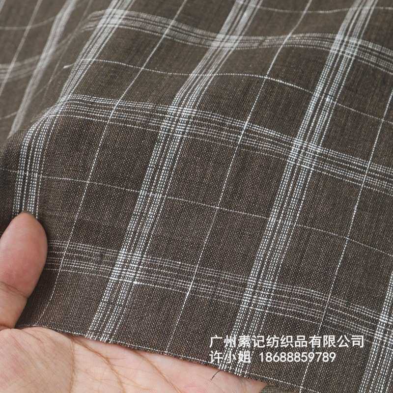 4209# 新纯亚麻色织格子布 时尚女装学院风甜美格纹服装面料