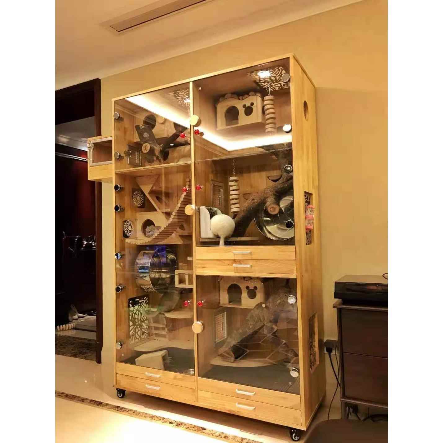 龙猫别墅橱柜笼实木超大豪华别墅大城堡定制与空调糖滑翔机松鼠笼
