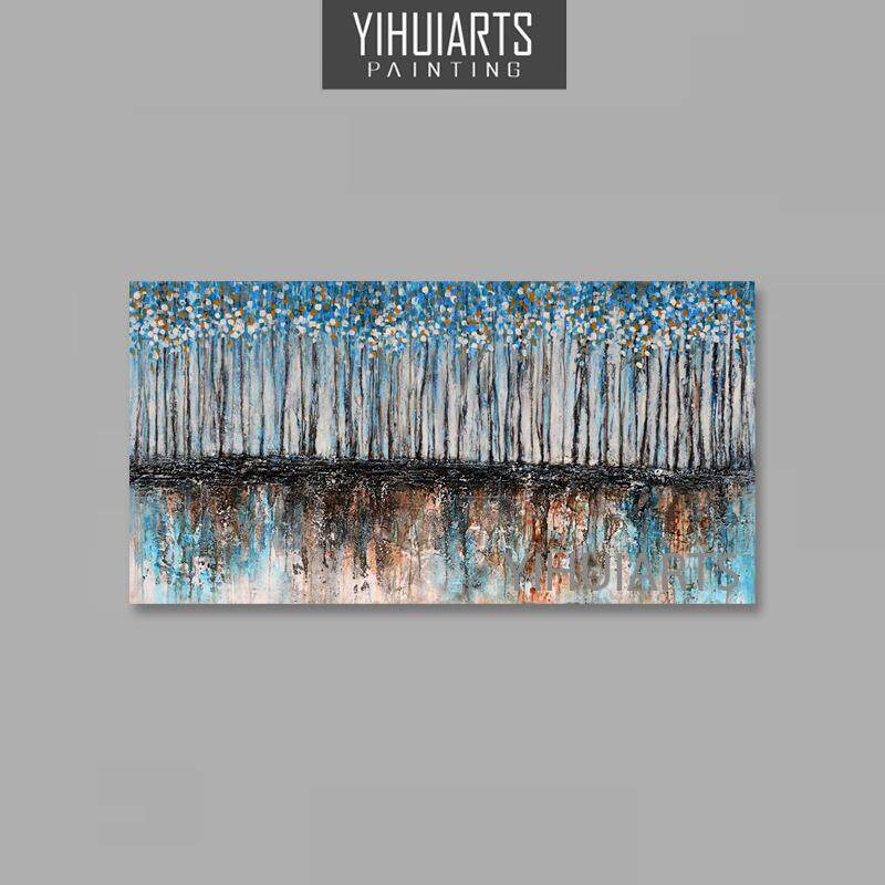 YIHUIARTS直销纯手绘树林题材抽象油画办公室装饰挂画