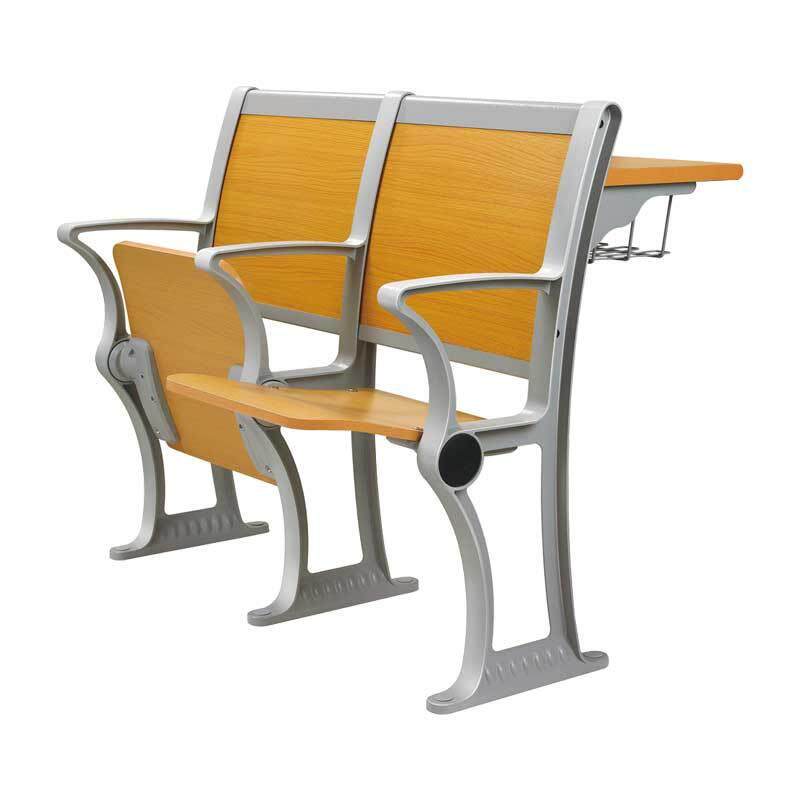 课桌椅学生阶梯教室排椅铝合金多层板带书写板颜色可选室内扶手