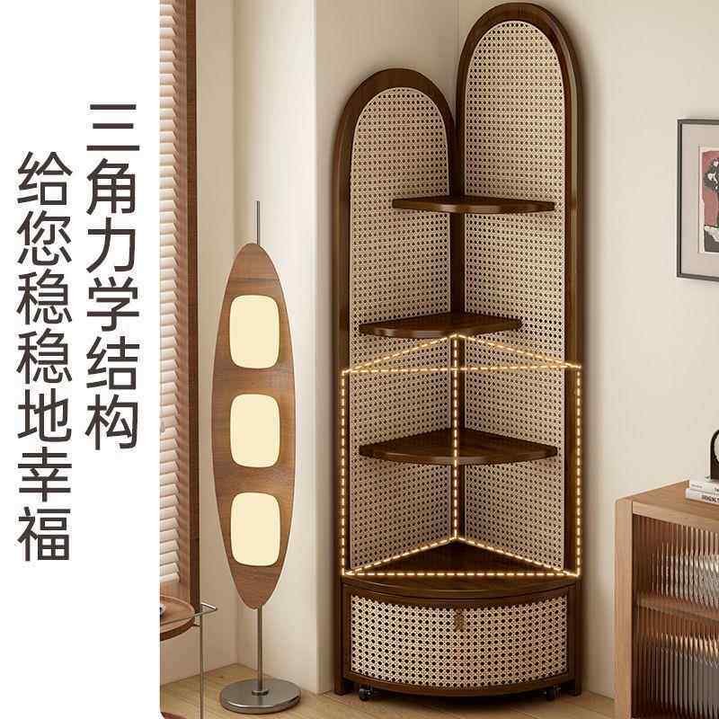 中古风楠柜竹转角展示客厅沙发边拐三墙角落置物架餐书柜778柜边
