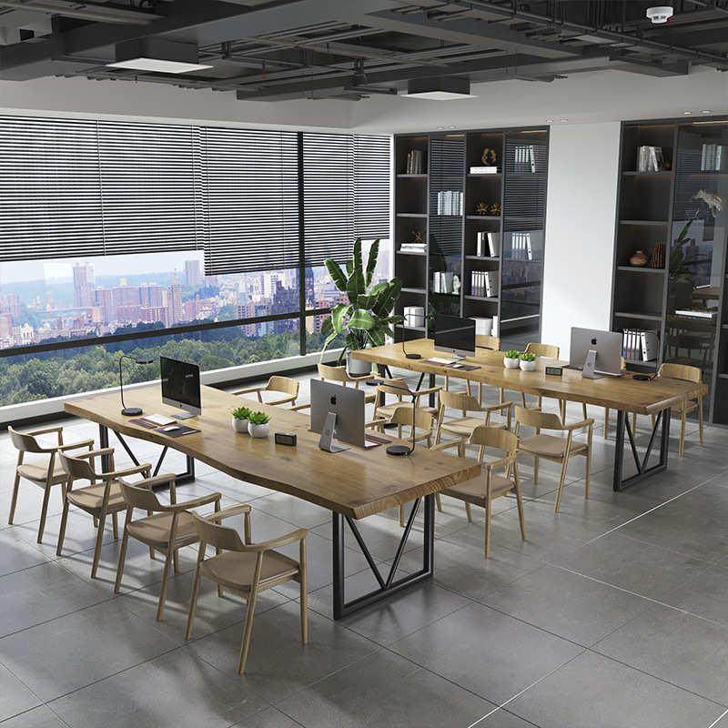 北欧简约实木会议桌办公桌工作室原木桌长条复古整板大板泡茶桌,商业/办公家具,办公电脑桌,淘宝优惠券,粉丝福利购,淘宝优惠卷