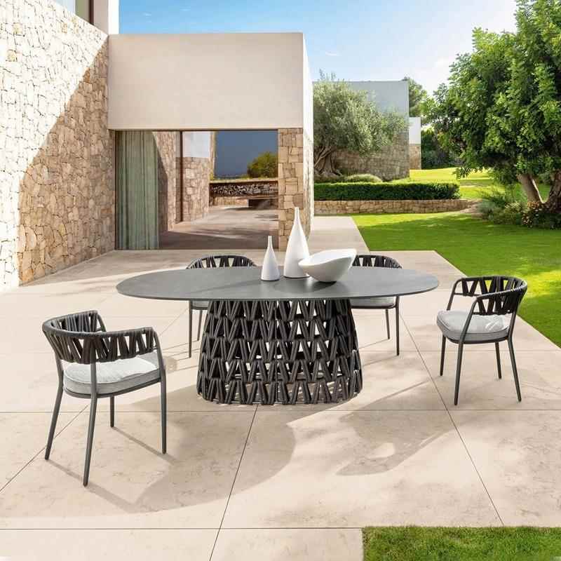 室外轻奢网红合三件套24-3-16家具岩板餐桌户外阳藤椅台茶椅桌组