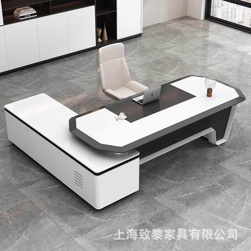 烤漆办公桌简约现代白色经理总管老板桌总裁桌家具桌椅送装一体