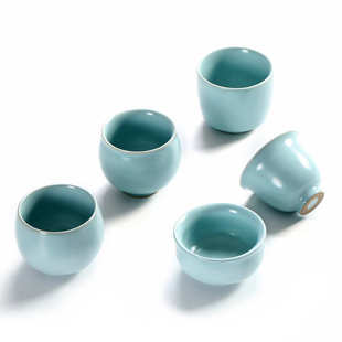 汝瓷品茗杯茶盏单杯主人杯茶碗功夫茶具 汝窑天青开片茶杯