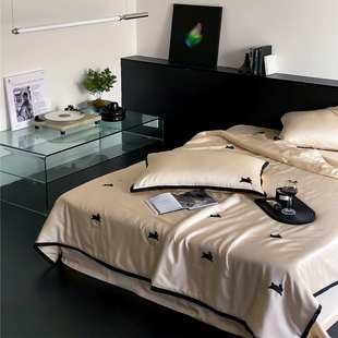 兰兔感精风被夏刺绣 凉件套空调高端现代莱赛尔被夏凉奢四轻被夏季