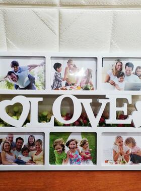 love6孔相框组合相框family字母连体创意挂墙相框塑料工艺品
