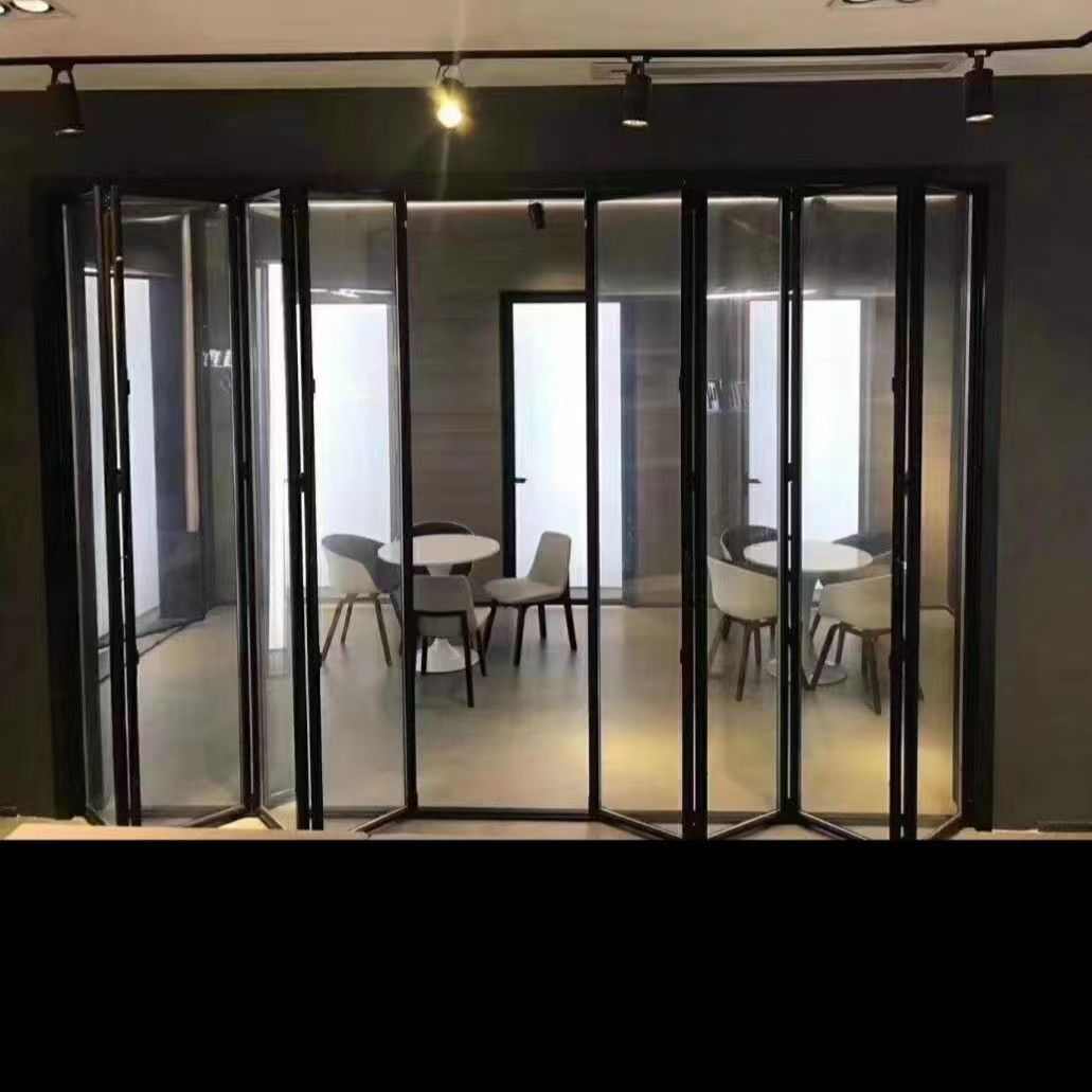 折叠玻璃阳台推拉门极窄商铺吊轨重型卫生间客厅洗车隔断折叠门店