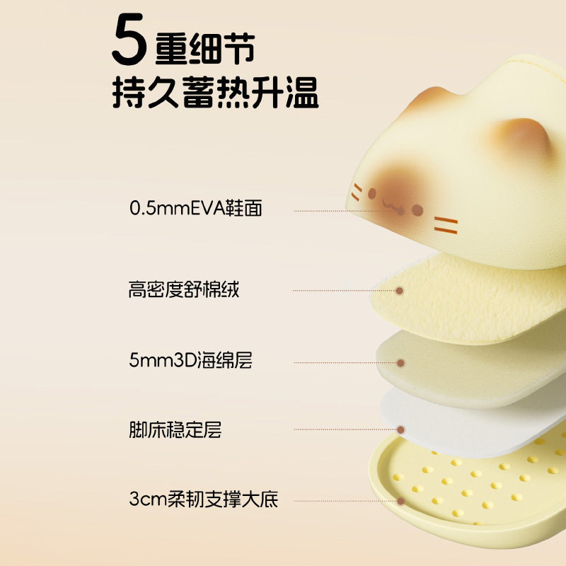 可爱小猫可外穿棉拖鞋女冬季加绒保暖情侣居家厚底棉拖鞋女带猫爪
