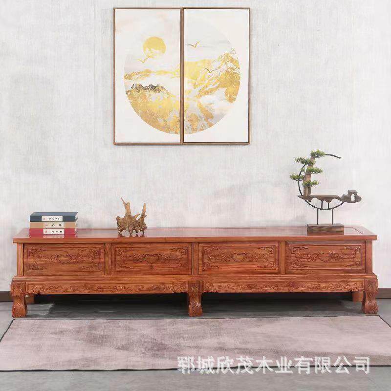 新中式实木电视柜老榆木简易家具客厅仿古电视机柜加长储物柜整装