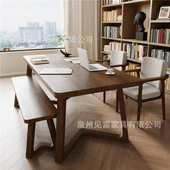 中式 家用电脑桌实木书房桌胡桃木原木新书桌学生工作风全办公写字