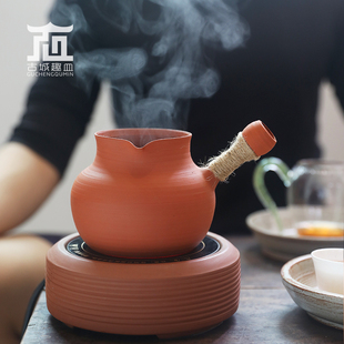 煮白茶公道杯烧水壶纯手工一醉砂铫电陶炉家用玉书煨 陶瓷红泥日式