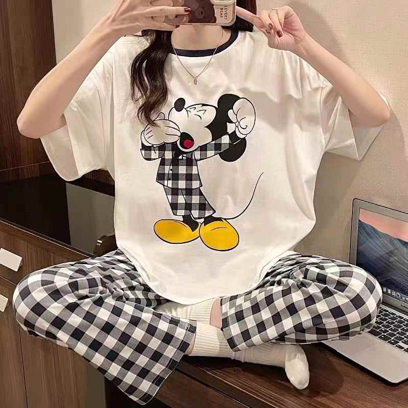 睡衣女夏短袖韩版春秋季可爱长裤薄款2025宽松家居服套装大码卡通