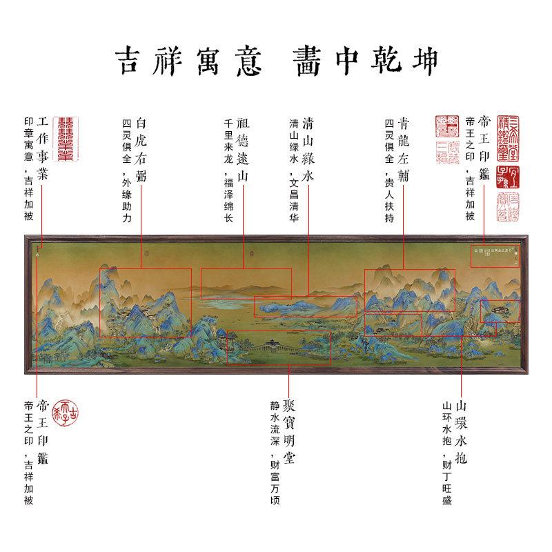 千里江山图挂画玄关书房布置客厅沙发背景墙装饰画中式铜画山水画