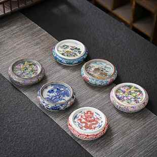 青花瓷盖碗茶杯盖置杯垫茶碗茶杯托子陶瓷茶壶盖托壶承杯垫零配件