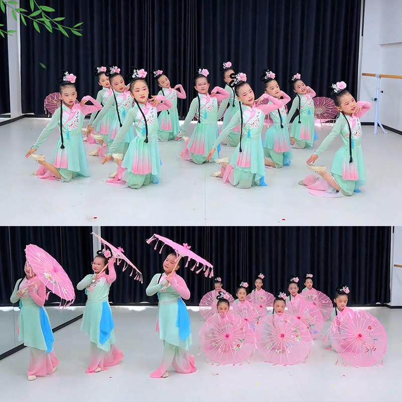 踏浪舞蹈服莲鼓越歌行表演服儿童古典舞伞舞女童灯影江南演出服装