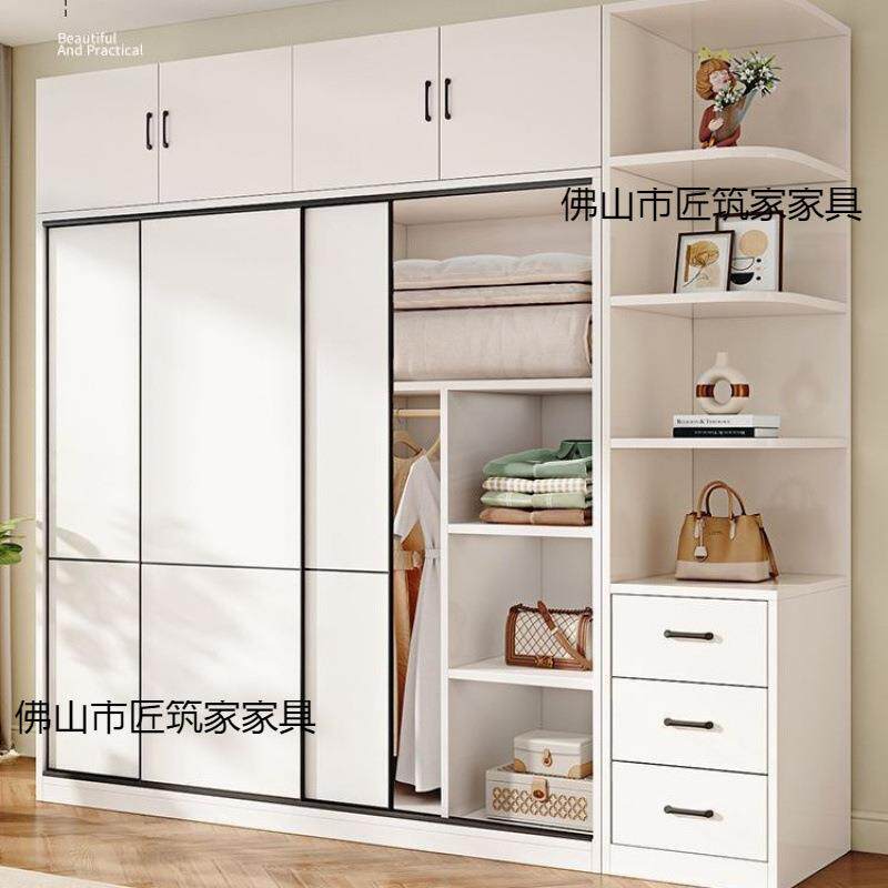衣柜家用卧室实木推拉门小户型柜子简约现代儿童简易组装木质衣橱