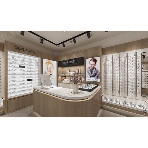整店输眼镜店出展镜柜靠墙制眼展示柜带抽屉近视木眼镜展LTD105-1