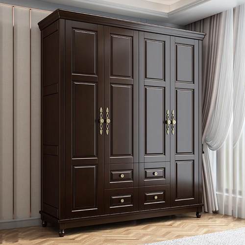 美式实木衣大柜家现代简约用三门四门柜卧室式乡村A017-2风格白色