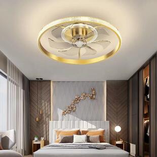 风扇灯吸顶灯轻奢水晶卧室餐厅灯现代简约静音隐形房间书房电扇灯
