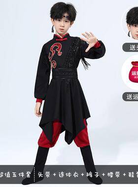 高档蒙古服族儿童蒙古族服装男童马舞演出服蹈少演数民族筷子白舞