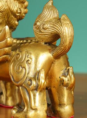 家铜貔貅摆件9黄铜走厂貔貅一对家居客办公室厅路装饰