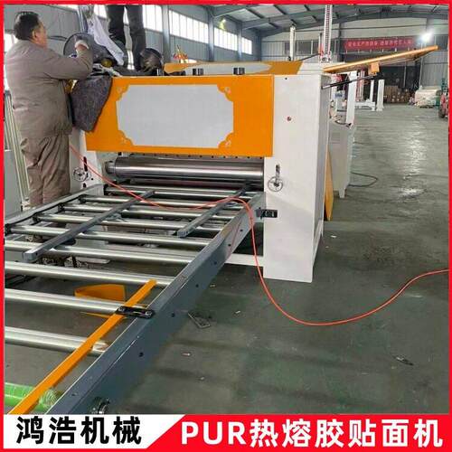 PUR热熔胶免漆板贴面机自动跟踪切膜木饰面大板热转印复合机