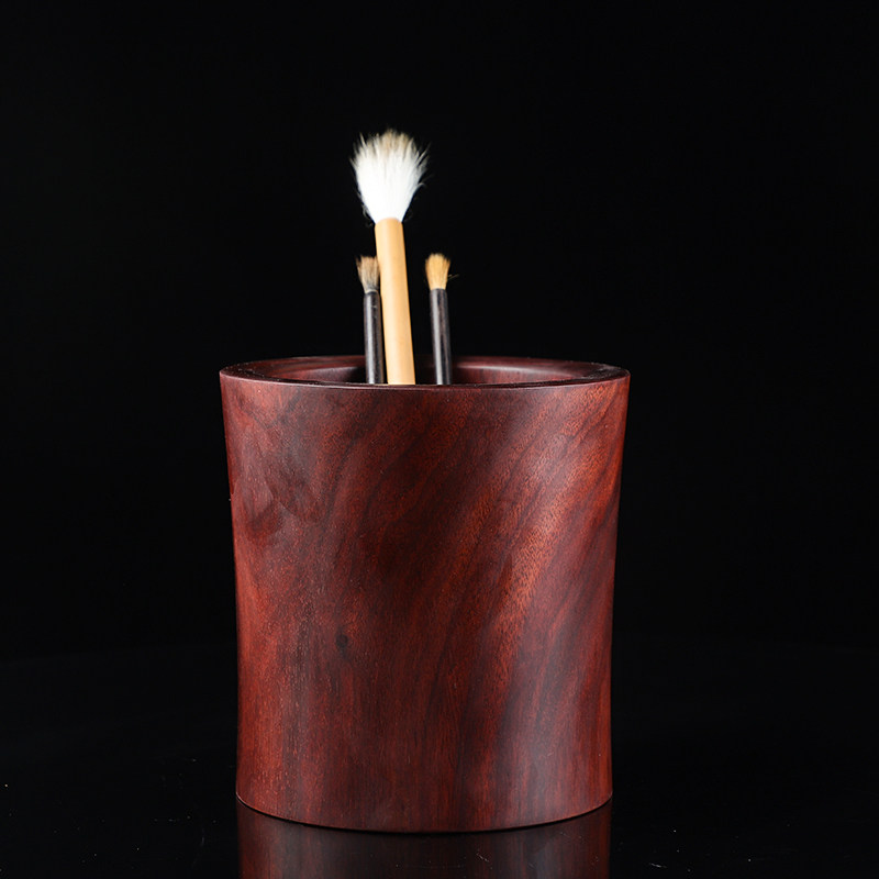 小叶紫檀笔筒收纳精品红木木雕摆件文玩趣物送礼收藏